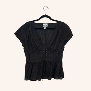 Target Future Collective Corset Lace Up Black Blouse